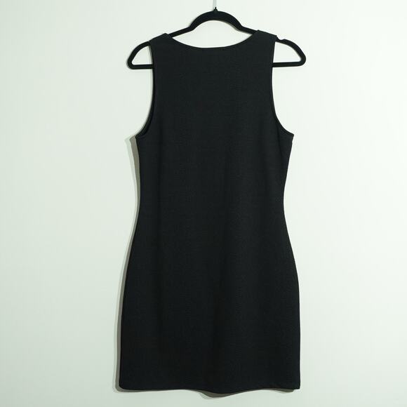 NWT AQUA Womens Sheath Bodycon Dress Scoop Neck Snakeskin Textured Black Size L - Picture 7 of 7